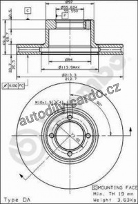 Brzdový kotouč BREMBO 09.4933.10 - AUSTIN Brzdový kotouč BREMBO 09.4933.10 - AUSTIN
