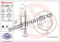Brzdový kotouč BREMBO 09.A922.14 - MERCEDES-BENZ