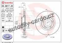 Brzdový kotouč BREMBO 09.9817.20 - TOYOTA Brzdový kotouč BREMBO 09.9817.20 - TOYOTA