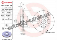 Brzdový kotouč BREMBO 09.6767.14 - ALFA ROMEO