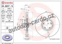Brzdový kotouč BREMBO 09.8837.14 - FORD