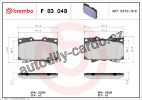 Sada brzdových destiček BREMBO P83048 - TOYOTA
