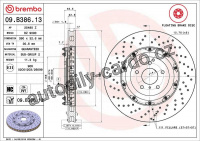 Brzdový kotouč BREMBO 09.B386.13 - NISSAN Brzdový kotouč BREMBO 09.B386.13 - NISSAN