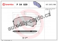 Sada brzdových destiček BREMBO P54029 - MAZDA, MITSUBISHI