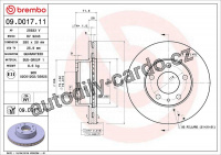 Brzdový kotouč BREMBO 09.D017.11 - CITROËN, FIAT, PEUGEOT