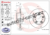 Brzdový kotouč BREMBO 09.D580.11 - PORSCHE Brzdový kotouč BREMBO 09.D580.11 - PORSCHE