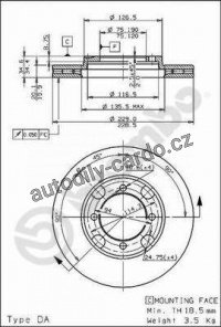 Brzdový kotouč BREMBO 09.5214.10 - MAZDA Brzdový kotouč BREMBO 09.5214.10 - MAZDA