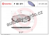 Sada brzdových destiček BREMBO P83071 - TOYOTA