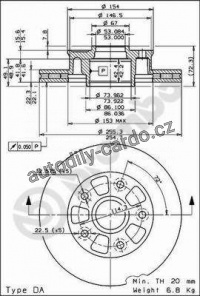 Brzdový kotouč BREMBO 09.6851.20 - MAZDA