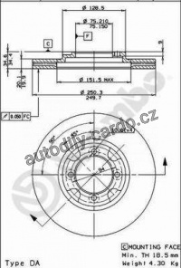 Brzdový kotouč BREMBO 09.5219.10 - MAZDA Brzdový kotouč BREMBO 09.5219.10 - MAZDA