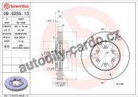 Brzdový kotouč BREMBO 09.5255.10 - NISSAN Brzdový kotouč BREMBO 09.5255.10 - NISSAN