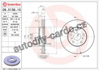 Brzdový kotouč BREMBO 09.5136.10 - TOYOTA Brzdový kotouč BREMBO 09.5136.10 - TOYOTA
