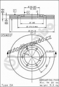 Brzdový kotouč BREMBO 09.5511.10 Brzdový kotouč BREMBO 09.5511.10