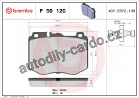 Sada brzdových destiček BREMBO P50120 - MERCEDES-BENZ