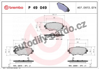 Sada brzdových destiček BREMBO P49049 - MAZDA