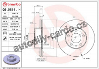 Brzdový kotouč BREMBO 09.9614.14 - PEUGEOT