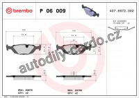 Sada brzdových destiček BREMBO P06009 - BMW