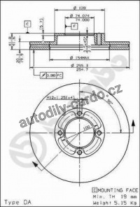Brzdový kotouč BREMBO 09.5019.10 - TOYOTA