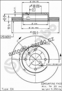 Brzdový kotouč BREMBO 09.5022.10 - NISSAN