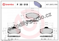 Sada brzdových destiček BREMBO P30018 - HYUNDAI, KIA Sada brzdových destiček BREMBO P30018 - HYUNDAI, KIA