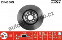 Brzdový kotouč TRW DF4350S - VW PASSAT, AUDI A3