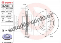 Brzdový kotouč BREMBO 09.A966.10 - TOYOTA Brzdový kotouč BREMBO 09.A966.10 - TOYOTA