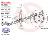 Brzdový kotouč BREMBO 09.C285.11 - DACIA, RENAULT, SMART