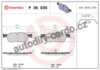 Sada brzdových destiček BREMBO P36035 - JAGUAR, LAND ROVER