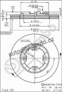 Brzdový kotouč BREMBO 09.3105.10 - NISSAN Brzdový kotouč BREMBO 09.3105.10 - NISSAN