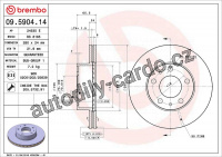 Brzdový kotouč BREMBO 09.5904.14 - CITROËN, FIAT