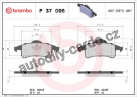 Sada brzdových destiček BREMBO P37006 - JEEP Sada brzdových destiček BREMBO P37006 - JEEP