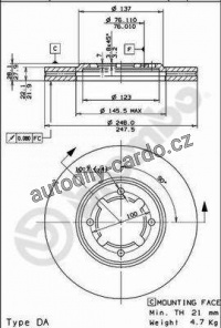 Brzdový kotouč BREMBO 09.5668.10 - TOYOTA Brzdový kotouč BREMBO 09.5668.10 - TOYOTA