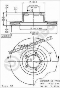 Brzdový kotouč BREMBO 09.3373.10 - FORD