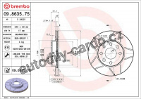 Brzdový kotouč BREMBO MAX 09.8635.75 - OPEL Brzdový kotouč BREMBO MAX 09.8635.75 - OPEL