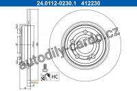 Brzdový kotouč ATE 24.0112-0230 (AT 412230) Brzdový kotouč ATE 24.0112-0230 (AT 412230)