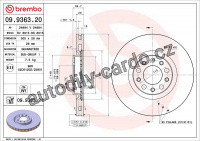 Brzdový kotouč BREMBO 09.9363.20 - ALFA ROMEO
