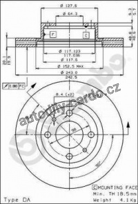 Brzdový kotouč BREMBO 09.4289.20 Brzdový kotouč BREMBO 09.4289.20