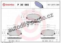 Sada brzdových destiček BREMBO P30065 - HYUNDAI, KIA