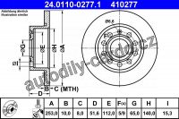Brzdový kotouč ATE CRYO 24.0110-0277 (AT 410277) - AUDI, SEAT, ŠKODA, VW Brzdový kotouč ATE CRYO 24.0110-0277 (AT 410277) - AUDI, SEAT, ŠKODA, VW