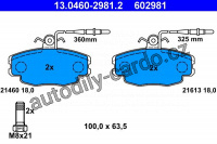 Sada brzdových destiček ATE 13.0460-2981 (AT 602981) - CITROËN Sada brzdových destiček ATE 13.0460-2981 (AT 602981) - CITROËN