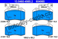 Sada brzdových destiček ATE 13.0460-4985 (AT 604985) - ALFA ROMEO Sada brzdových destiček ATE 13.0460-4985 (AT 604985) - ALFA ROMEO