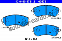 Sada brzdových destiček ATE 13.0460-5751 (AT 605751) - NISSAN Sada brzdových destiček ATE 13.0460-5751 (AT 605751) - NISSAN