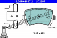 Sada brzdových destiček ATE Ceramic 13.0470-2887 (AT LD2887) Sada brzdových destiček ATE Ceramic 13.0470-2887 (AT LD2887)