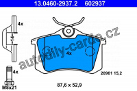 Sada brzdových destiček ATE 13.0460-2937 (AT 602937) - VW Sada brzdových destiček ATE 13.0460-2937 (AT 602937) - VW