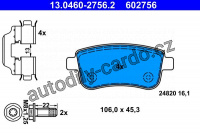 Sada brzdových destiček ATE 13.0460-2756 (AT 602756) Sada brzdových destiček ATE 13.0460-2756 (AT 602756)