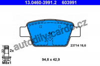 Sada brzdových destiček ATE 13.0460-3991 (AT 603991) - ALFA ROMEO, FIAT, LANCIA Sada brzdových destiček ATE 13.0460-3991 (AT 603991) - ALFA ROMEO, FIAT, LANCIA