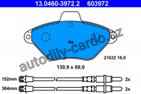 Sada brzdových destiček ATE 13.0460-3972 (AT 603972) - CITROËN Sada brzdových destiček ATE 13.0460-3972 (AT 603972) - CITROËN