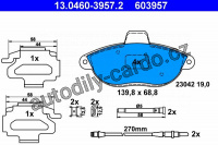Sada brzdových destiček ATE 13.0460-3957 (AT 603957) - CITROËN, FIAT, PEUGEOT Sada brzdových destiček ATE 13.0460-3957 (AT 603957) - CITROËN, FIAT, PEUGEOT