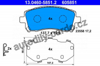 Sada brzdových destiček ATE 13.0460-5851 (AT 605851) - SUBARU Sada brzdových destiček ATE 13.0460-5851 (AT 605851) - SUBARU