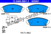 Sada brzdových destiček ATE 13.0460-5861 (AT 605861) - HONDA Sada brzdových destiček ATE 13.0460-5861 (AT 605861) - HONDA